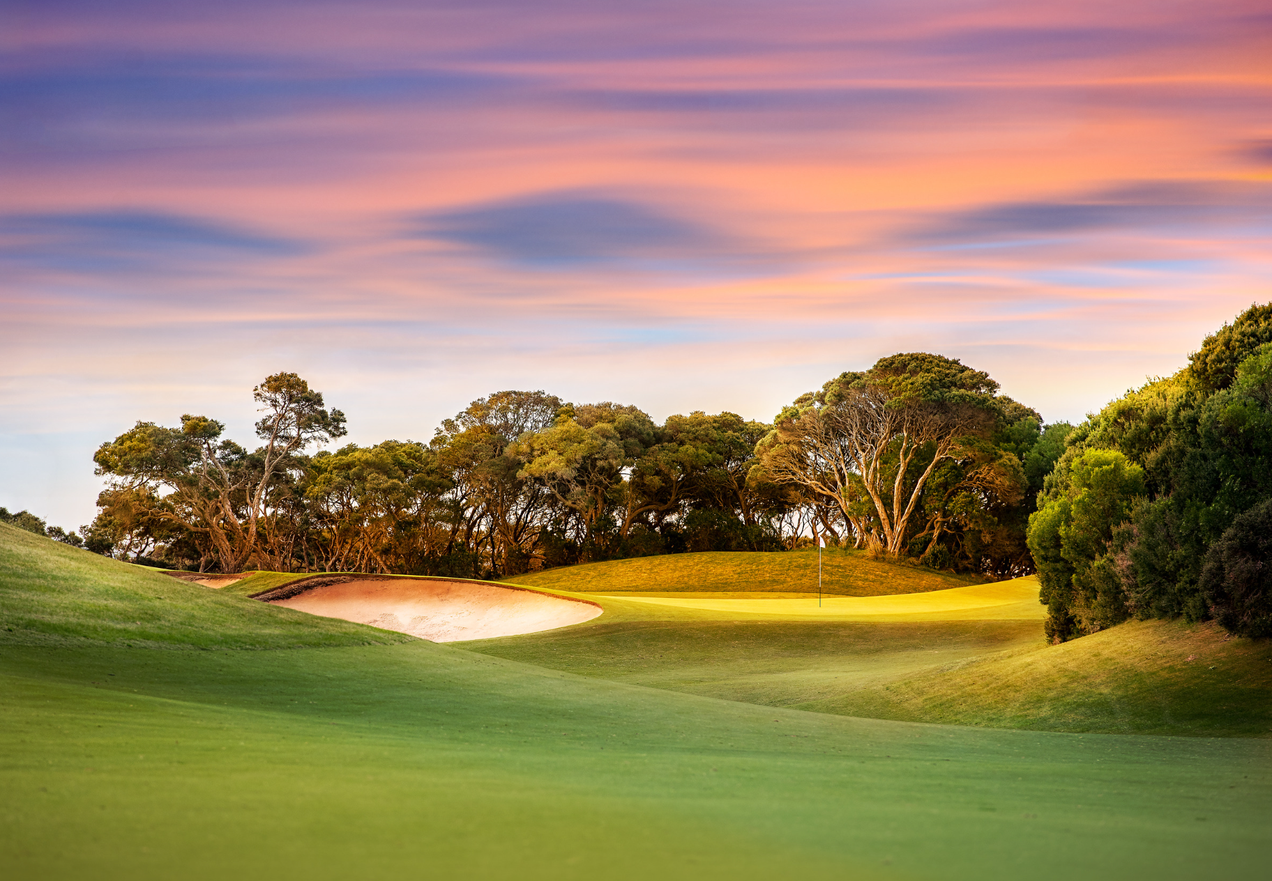 Maintained turf on a golf course